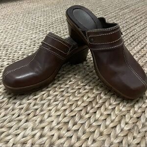 Nickels Lana Leather Slip on Mule Shoes Brown Size 6